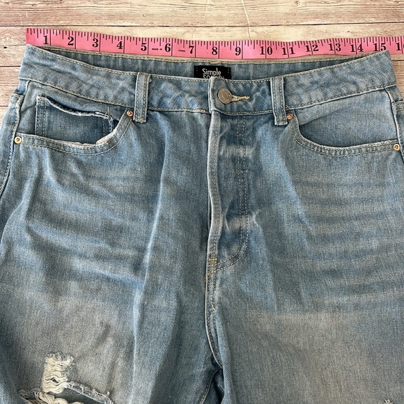 Simple Society Light Wash Distressed High Rise Straight Leg Jeans - Picture 5 of 10